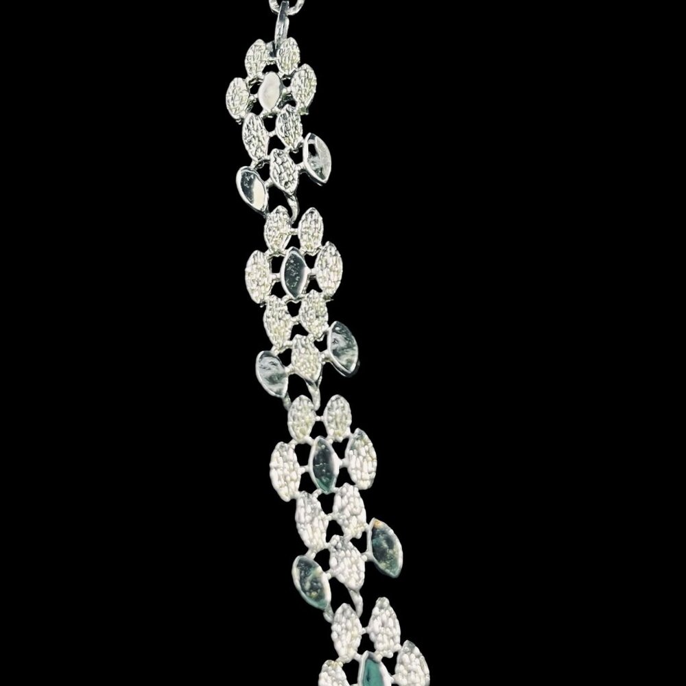 Vintage Silver Tone Textured Link Choker Necklace (5306) - Picture 3 of 7